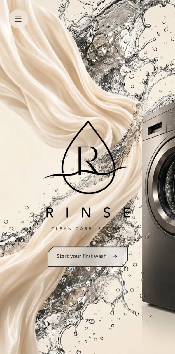 Rinse home page on iPhone